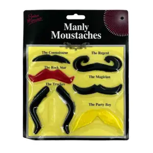 Blíster con 6 diversos bigotes adhesivos de tela, variedad de colores…