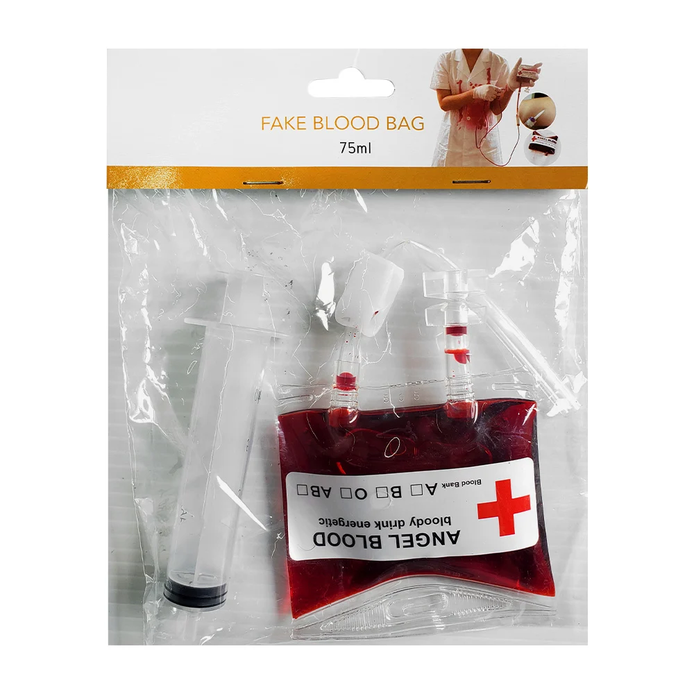 Paquete con jeringa y bolsa de sangre falsa de 75ml para complemento …