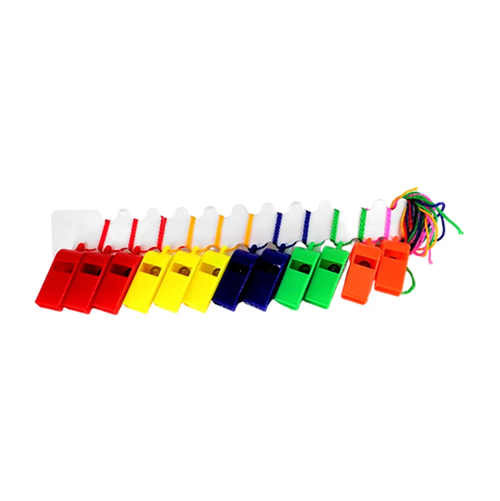 Paquete 12 silbatos de plástico con correa, variedad de colores / bt-…