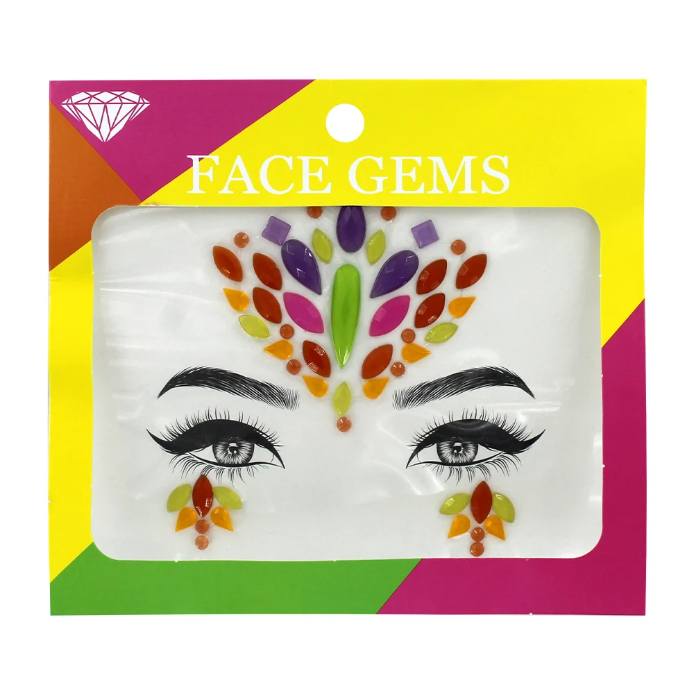 1pza Planilla de pedrería adhesiva en color neón para maquillaje, var…