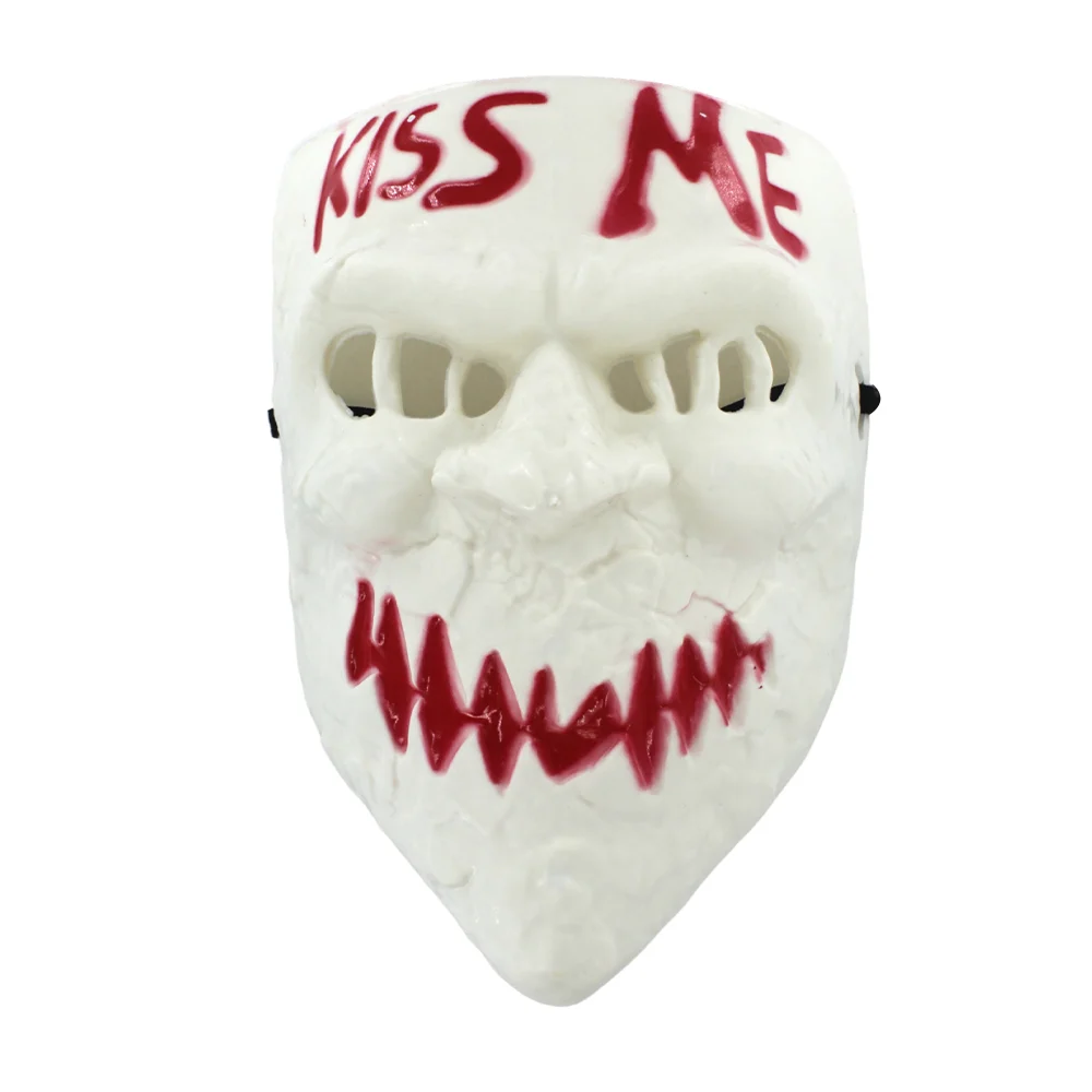 1pza Mascara blanca para halloween con leyenda kiss me en color rojo