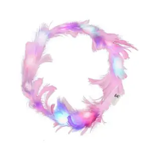 Corona de plumas con mini luces led, variedad de colores / bt-699a