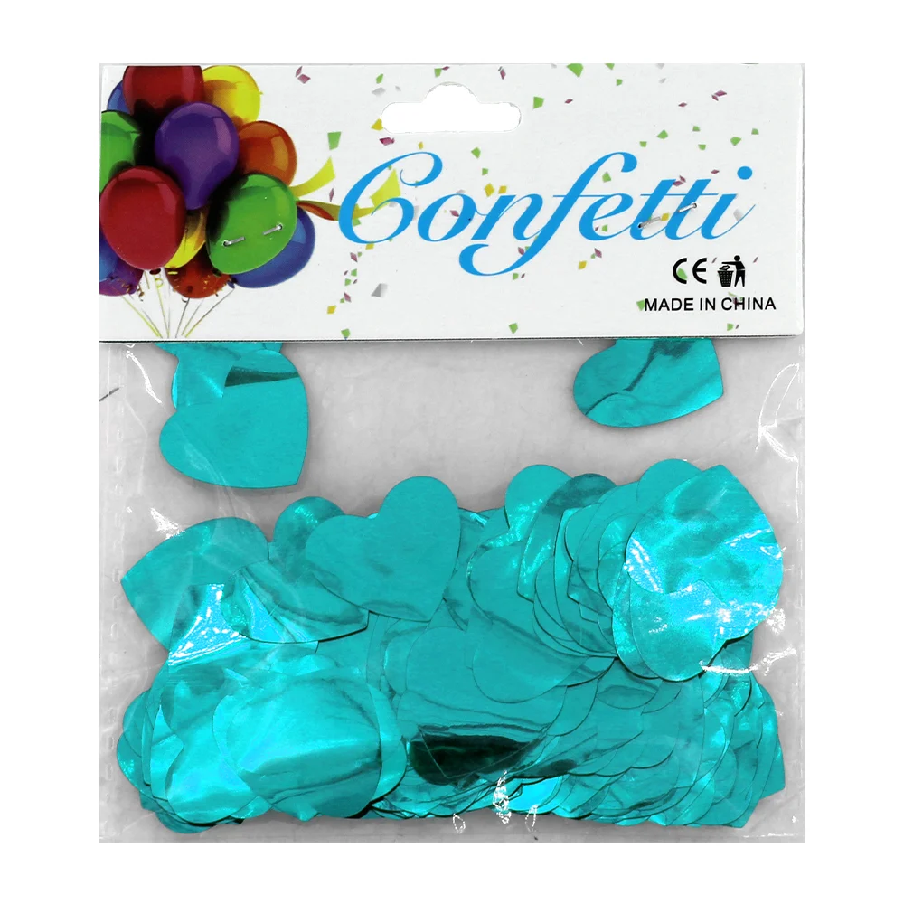 1pza Sobre de confeti grande color metálico con forma de corazón o es…