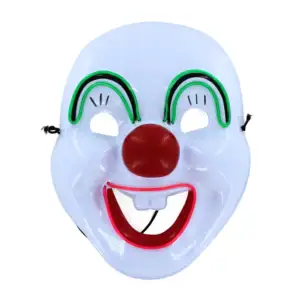 1pza Mascara con luz led rojo con verde de pilas en forma de payaso