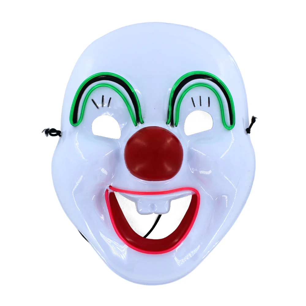 1pza Mascara con luz led rojo con verde de pilas en forma de payaso