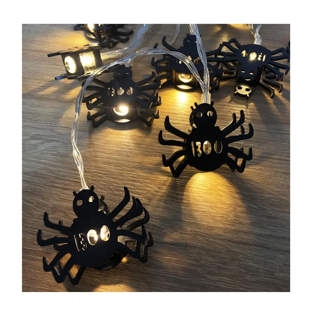 Serie guirnalda led de pila con diseño de arañas negras 3d / bt-925