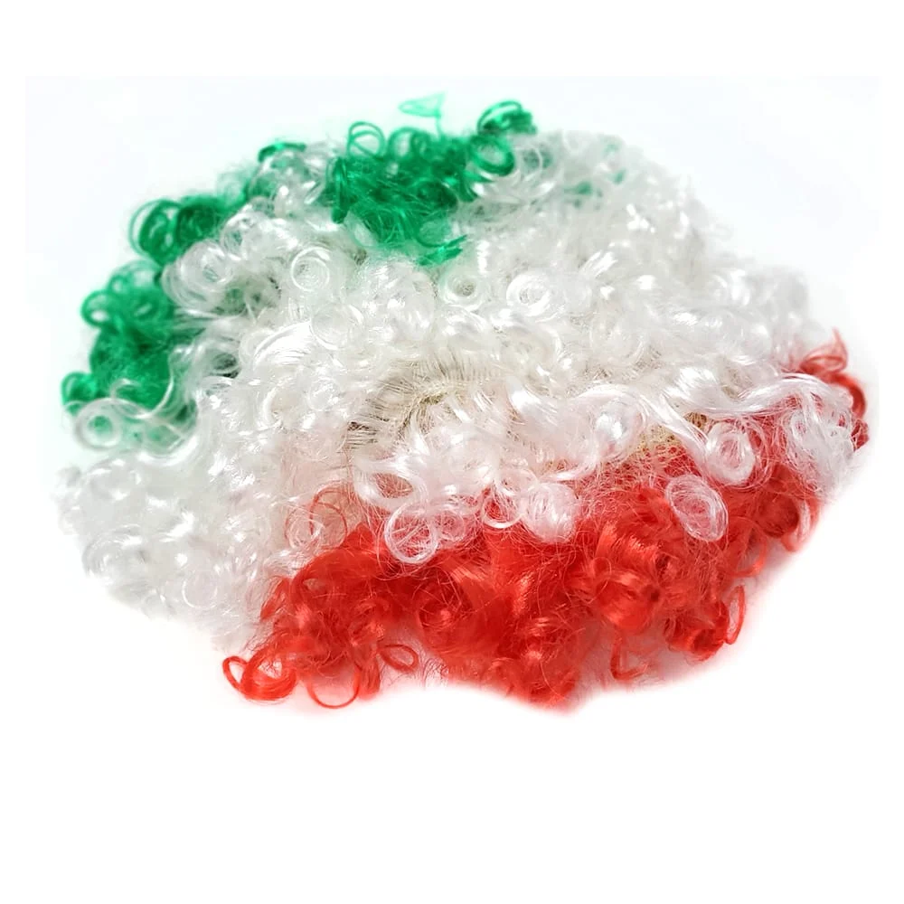 1pza peluca tipo afro con malla y diseño tricolor / bt-jf011
