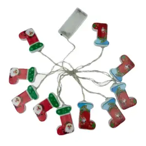 Serie de luces led con 10 figuras en forma de botas navideñas / merry…