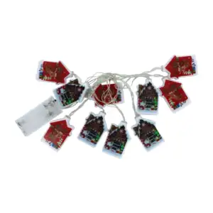 Serie de luz con 10 focos de pila en forma de casitas navideñas / bt-…