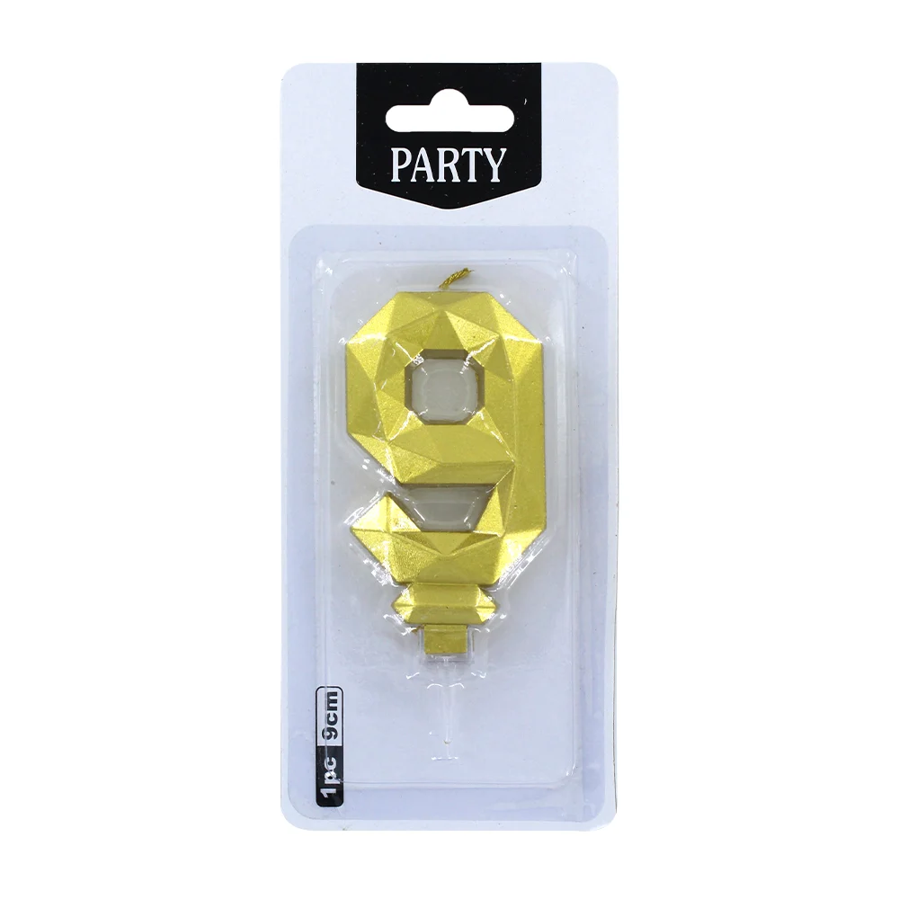 Vela de cumpleaños metálica en color dorado con forma de número, 9cm …