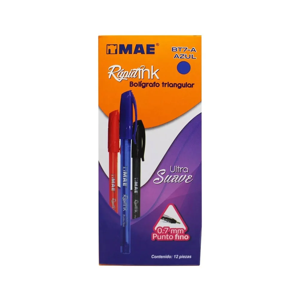 Caja con 12 plumas bolígrafos de punta fina 0.7mm ultra suave, varied…