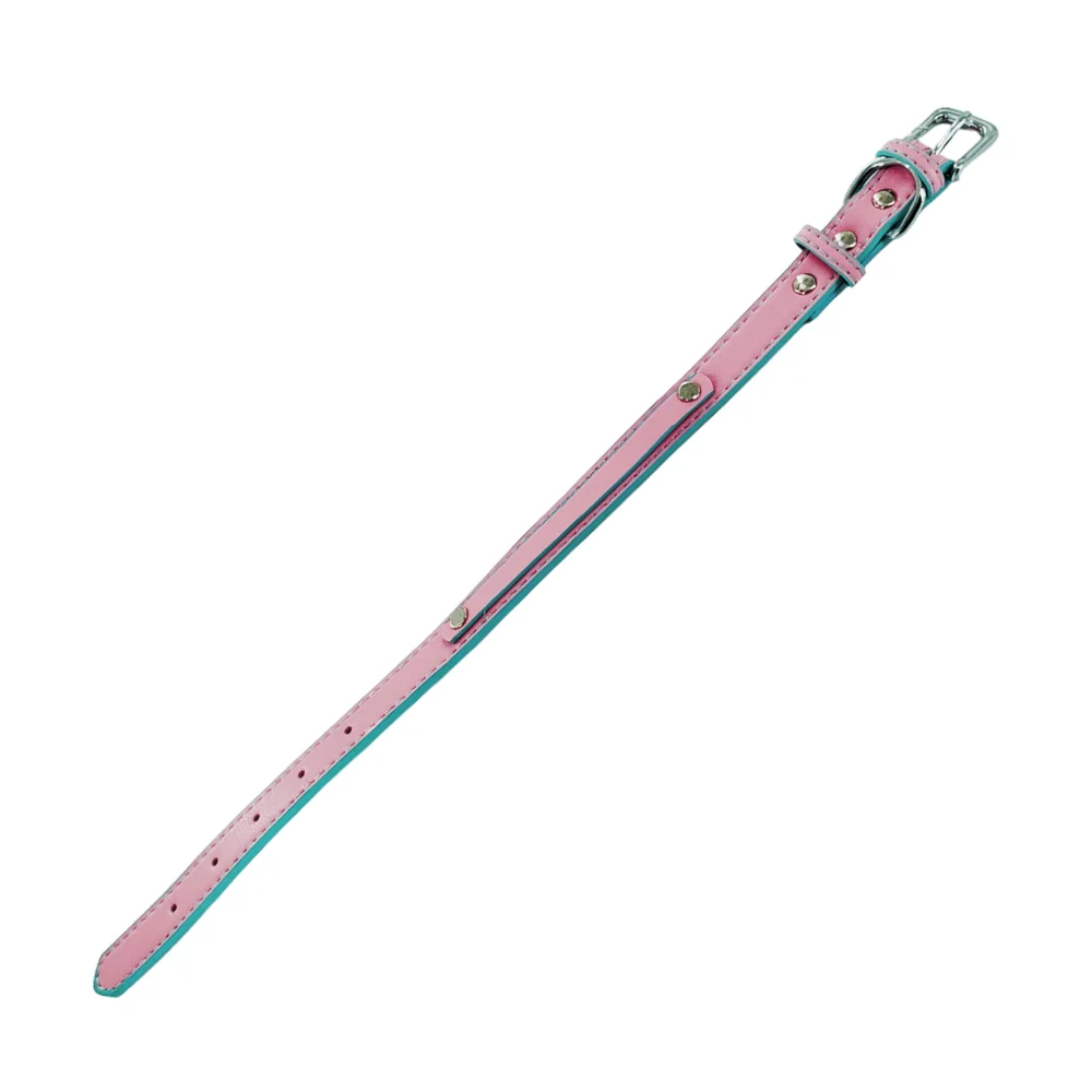 Collar ajustable bicolor tipo piel talla M con espacio para pines nom…