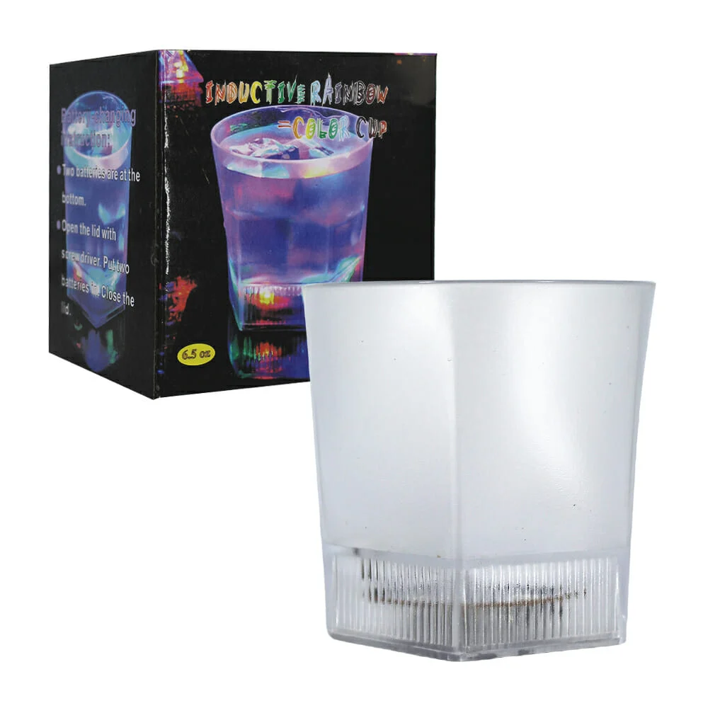 Vaso redondo transparente de plástico con luces de colores, capacidad…