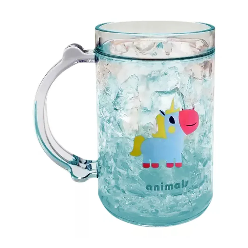 Taza transparente de plástico con efecto tipo roto y estampado de ani…