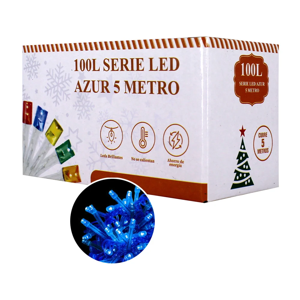 Serie de cable transparente, 5 metros con 100 luces led en color azul…