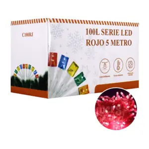 Serie de cable transparente, 5 metros con 100 luces led de luz roja /…