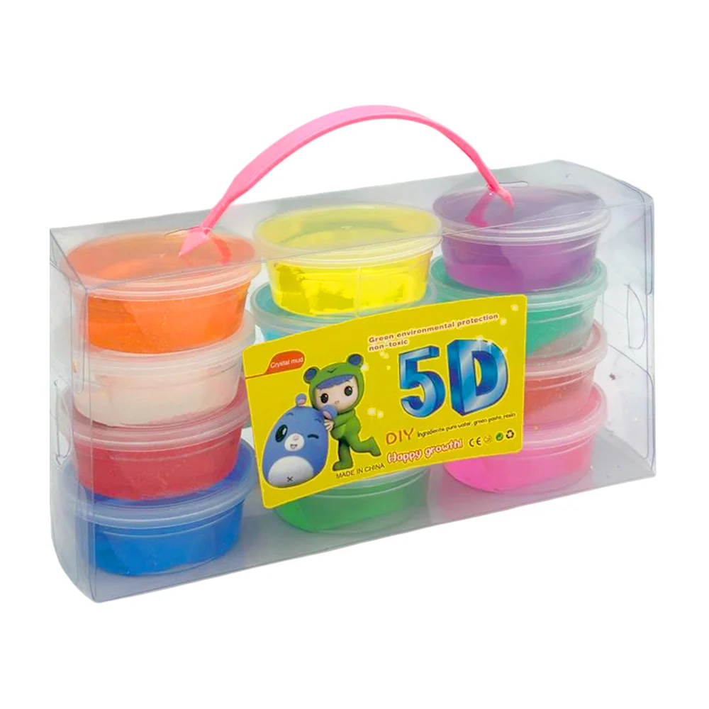 Estuche tipo maletín transparente con 12 botes de slime, variedad de …
