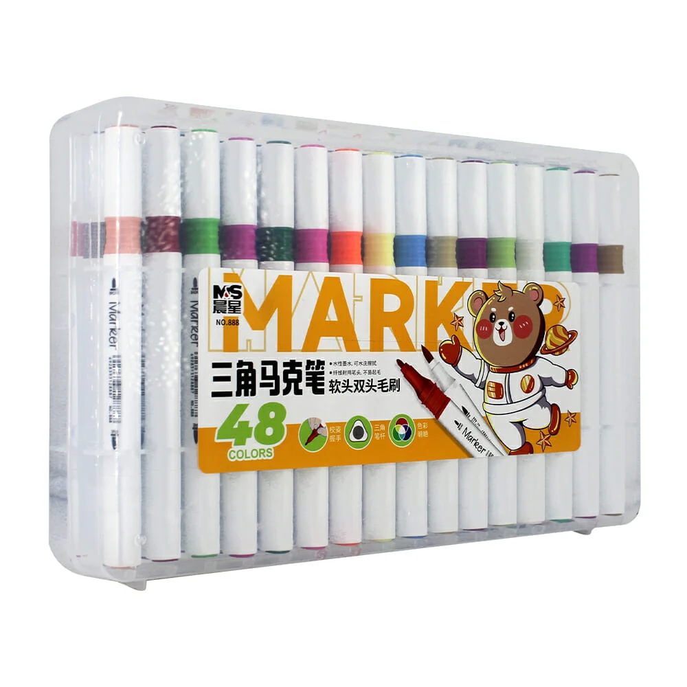 Estuche con 48 plumones marcadores marker con doble punta de colores …