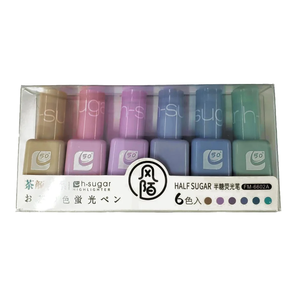 Paquete 6 marcatextos con diseño de esmaltes, variedad de colores / f…