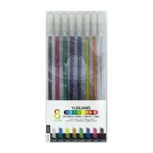 Paquete de 8 plumas yuguang con tinta de brillos y punta de 1mm / dm-…