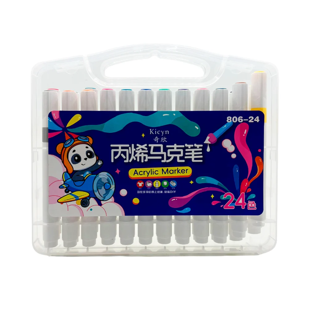 Estuche chico con 24 marcadores de acrílico, colores varios / 806-24 …
