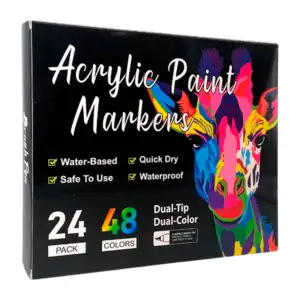 Paquete con 24 marcadores plumones acrílicos doble punta de colores /…