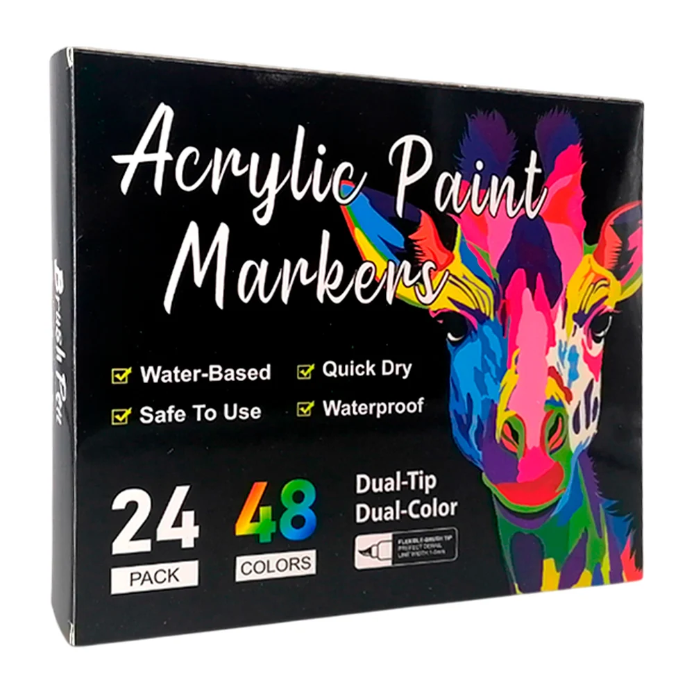 Paquete con 24 marcadores plumones acrílicos doble punta de colores /…