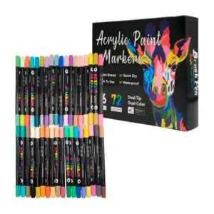 Paquete con 36 plumones acrílicos de colores con punta doble / acryli…