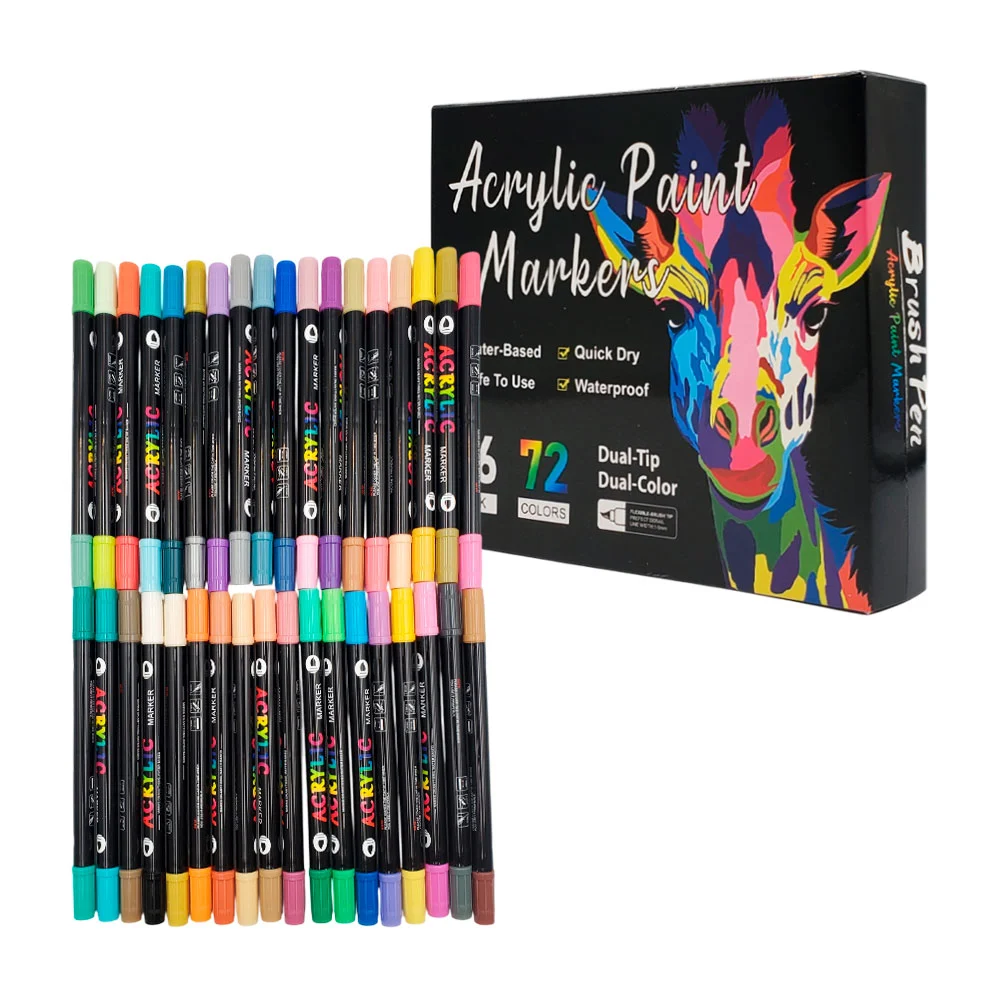 Paquete con 36 plumones acrílicos de colores con punta doble / acryli…