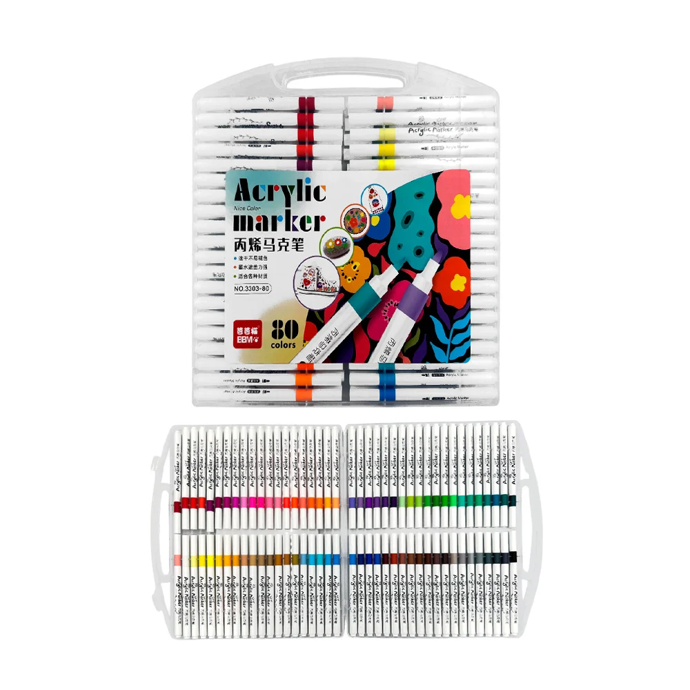 Estuche con 80 plumones acrílicos de colores / acrylic marker / 3303-…