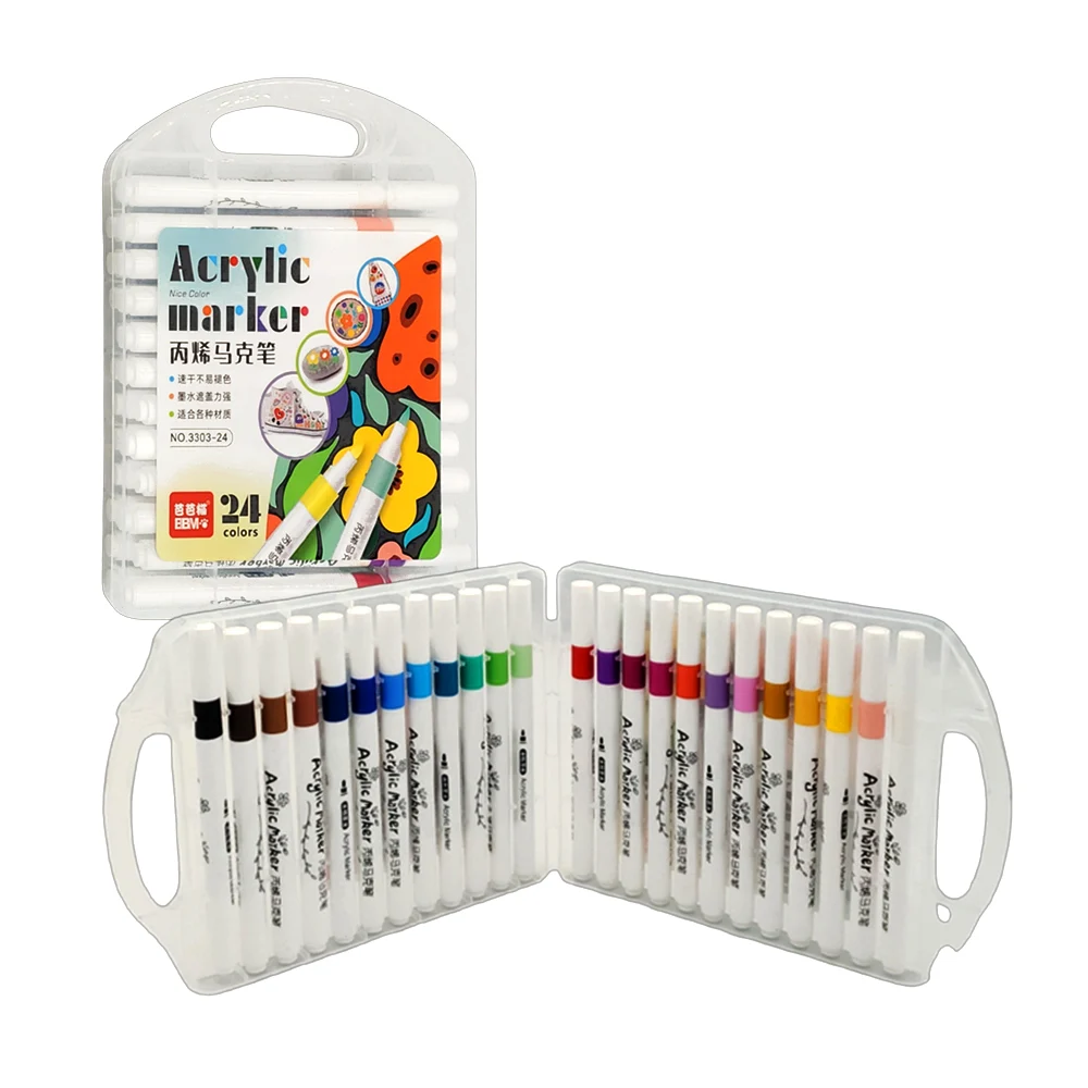 Estuche con 24 plumones acrílicos de colores / acrylic marker / 3303-…