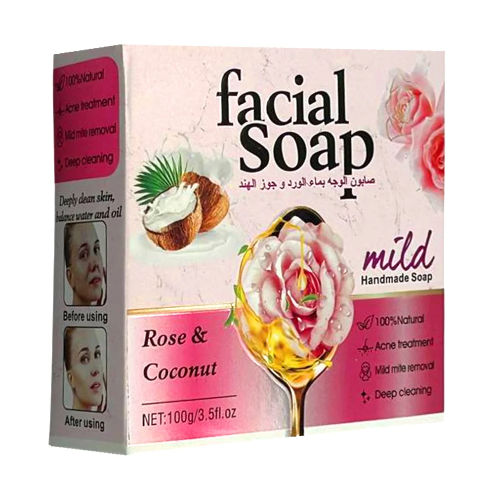Jabón limpiador facial con extracto de rosas y coco, 100g / facial so…