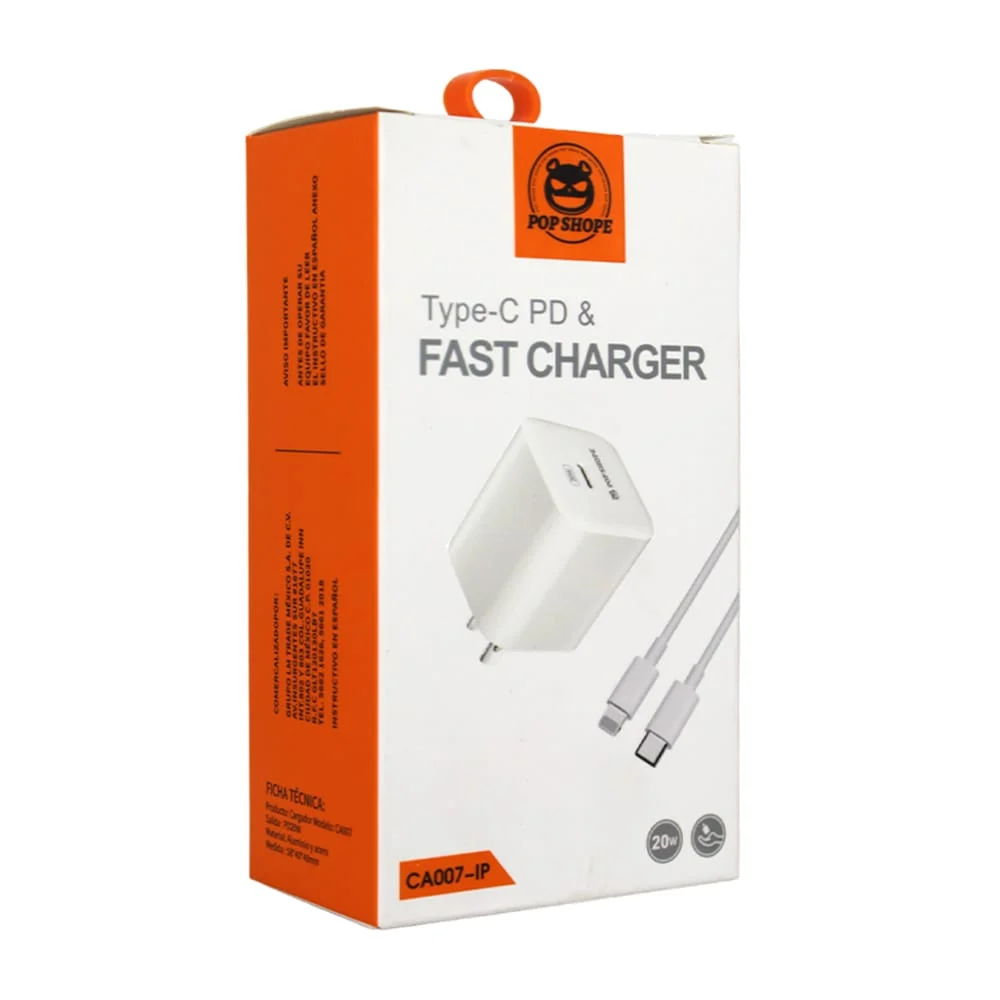Combo cargador con puerto tipo-c y cable con entrada tipo-c a lightni…