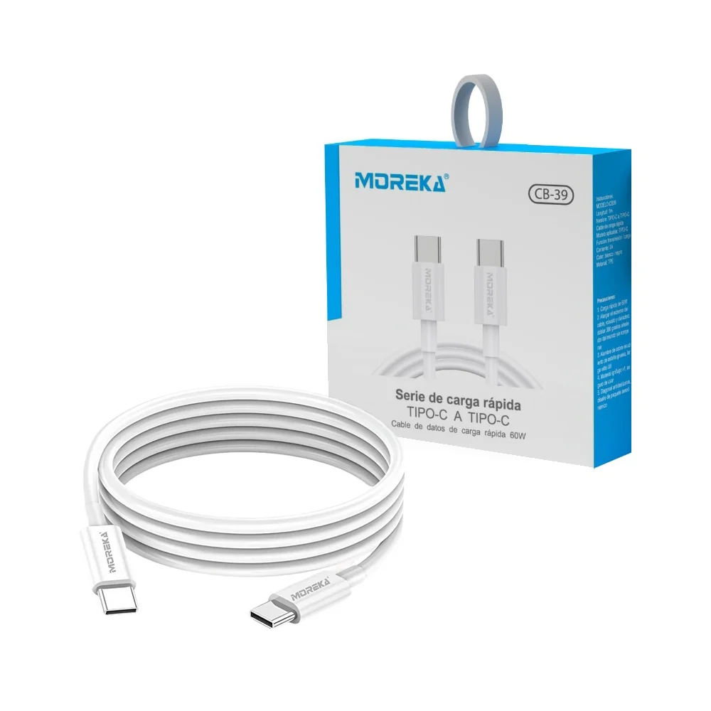 Cable de carga rápida con entrada tipo c a tipo c de 1m, 60w / cb-39