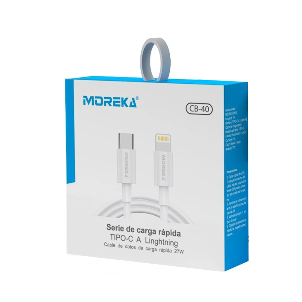 Cable con entrada tipo c a lightning para carga rápida 27w de 1 metro…