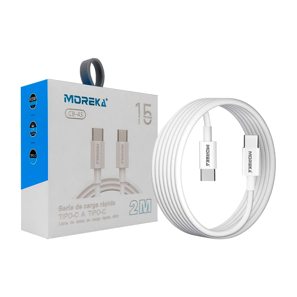 Cable de carga rápida moreka con entrada tipo c a tipo c, 2m, 15 5g p…