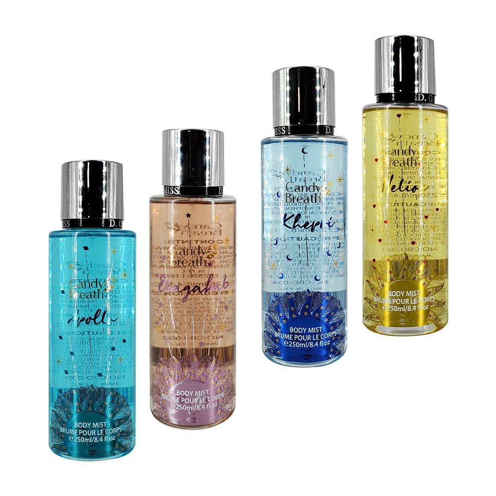 Perfume corporal candy breath para dama de 250ml con brillos / cbd-004