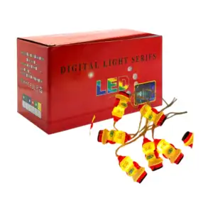 Serie de luces led navideñas con 10 figuras de santa claus y luz cáli…