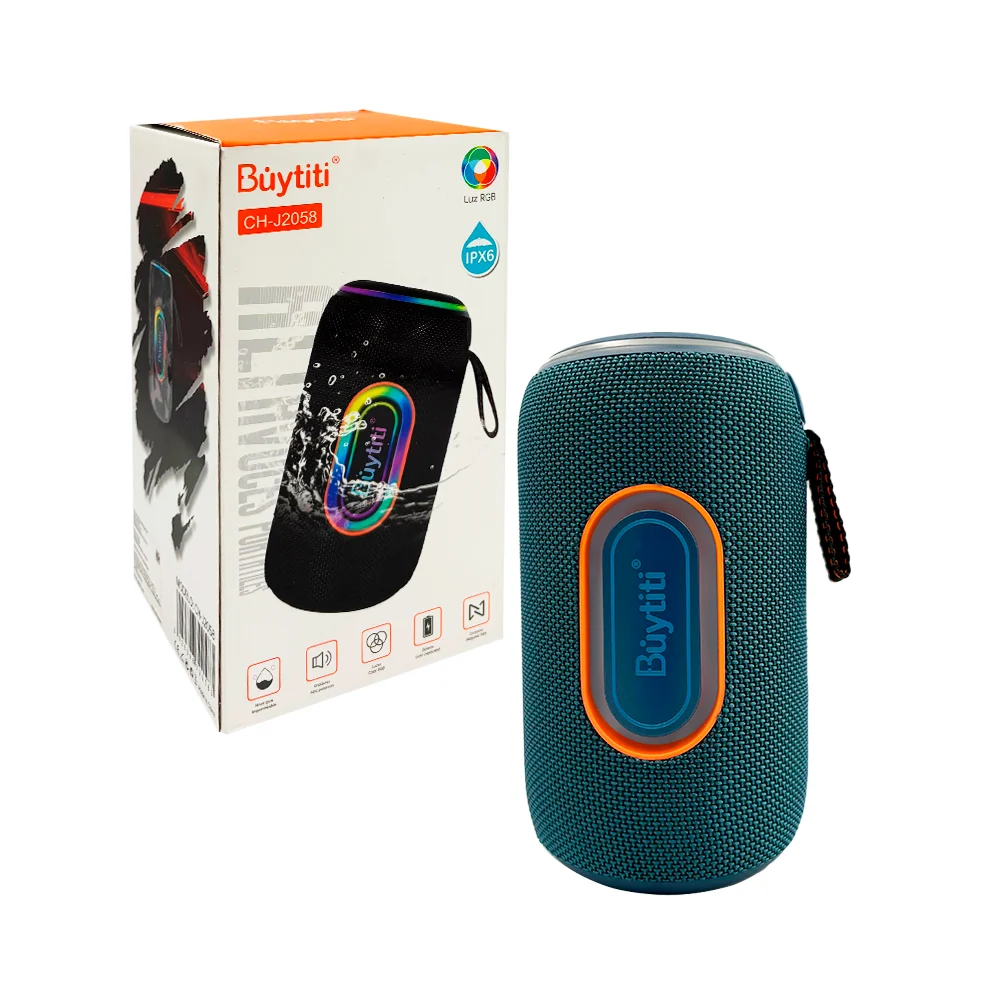 Bocina cilíndrica bluetooth buytiti a prueba de agua ipx6, puerto usb…