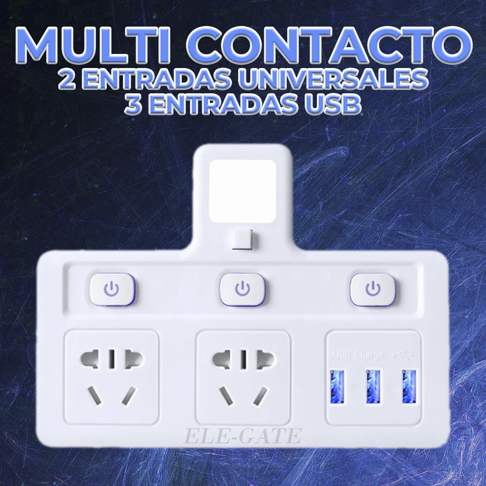 Enchufe de pared con multicontacto de 2 enchufes tomacorrientes, 3 pu…
