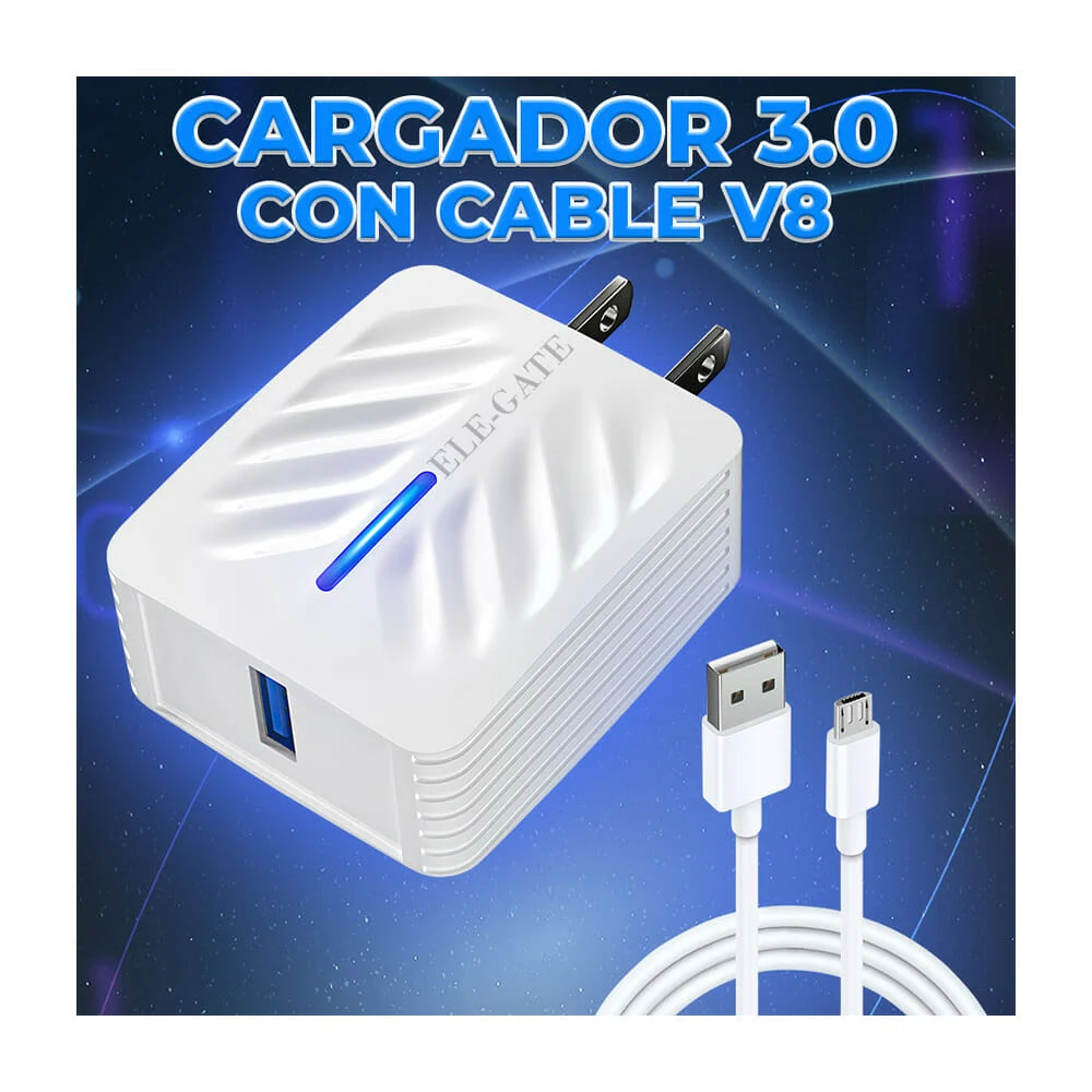 Combo cargador usb ele-gate con entrada v8 para carga rápida de 20 wa…