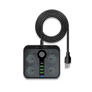 Multicontacto cuadrado con 4 enchufes, 3 puertos usb y 1 puerto usb-c…