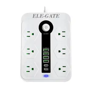 Multicontacto rectangular con 6 enchufes, 4 puertos usb y 2 puertos u…