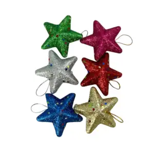 Paquete con 6 adornos colgantes en forma de estrella con brillantina …