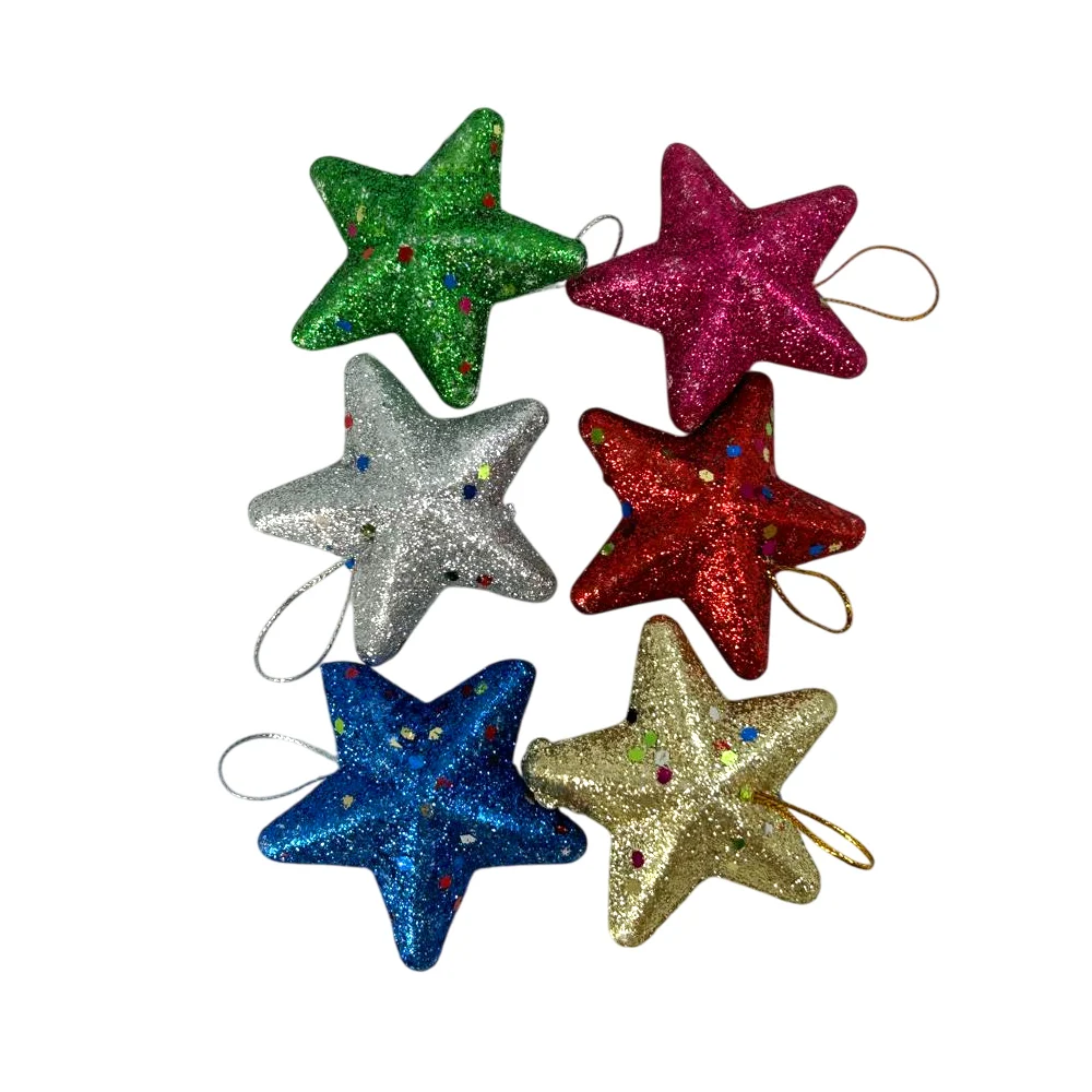 Paquete con 6 adornos colgantes en forma de estrella con brillantina …