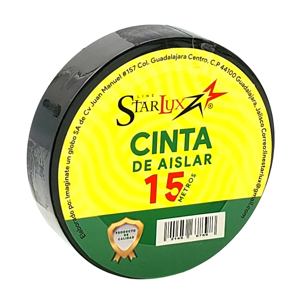 1pza cinta aislante starlux de 15 metros, color negro / cin15 / cinta…