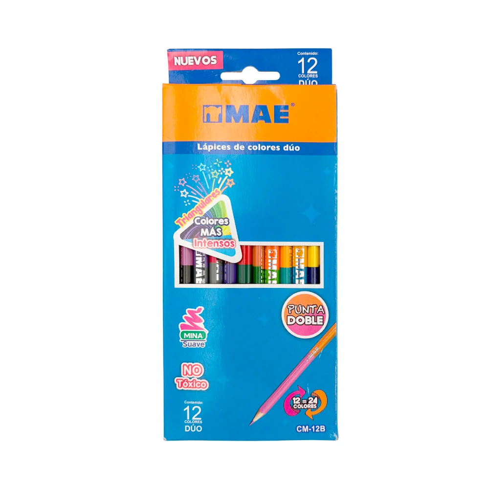 Caja con 12-24 lápices de colores triangulares dobles mae con punta s…