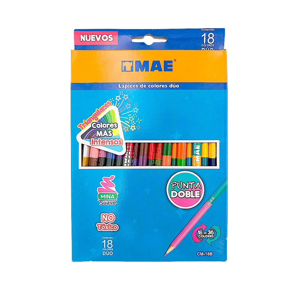 Caja con 18-36 lápices de colores triangulares dobles mae con punta s…