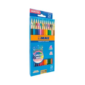 Caja de 24 lápices de colores redondos mae con punta gruesa de 4mm + …