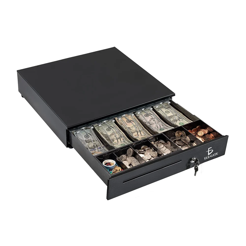 Caja registradora de metal con 5 compartimentos y juego de 2 llaves d…